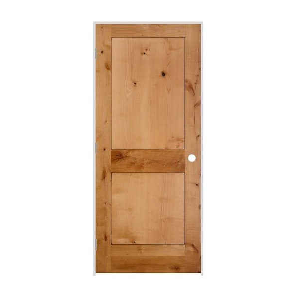 Trimlite 36"x80"x13/8" Knotty Alder 2Panel Interior Shaker 71/4" RH Prehung Door Satin Nickel Hinges 3068ska8402RH15714 - main